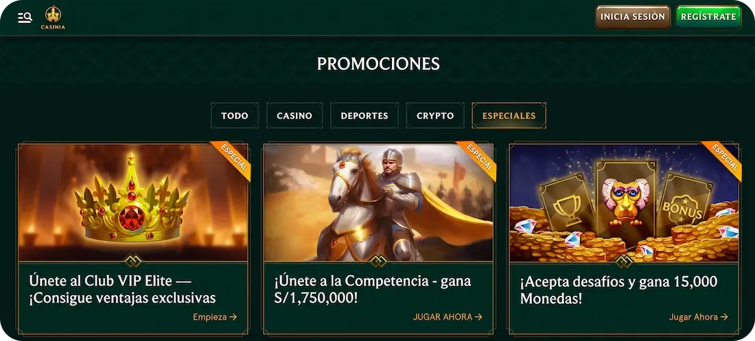 bonos del casino casinia