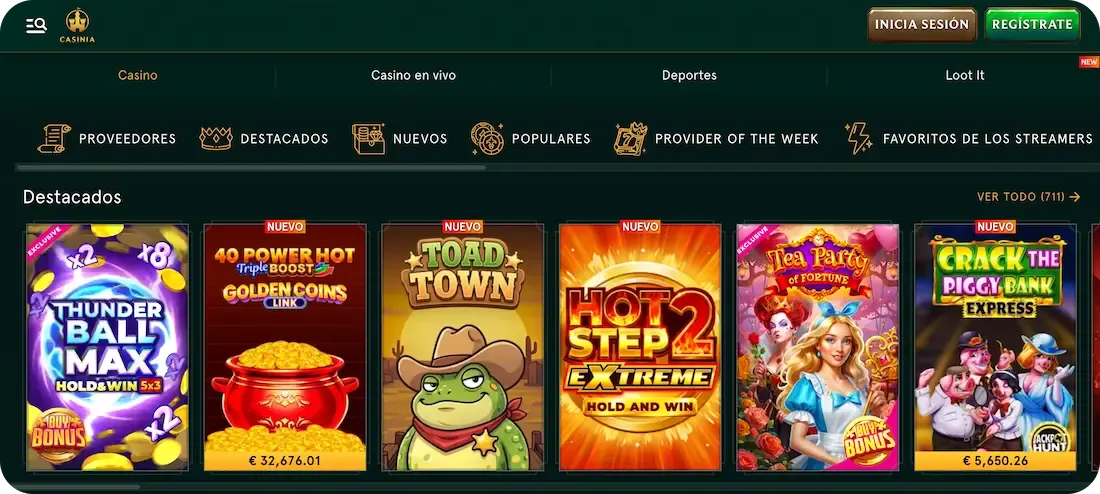 juegos del casino casinia