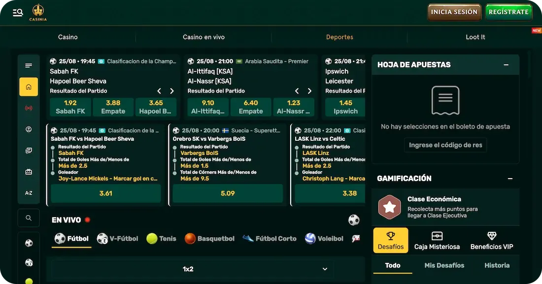 deportes del casino casinia